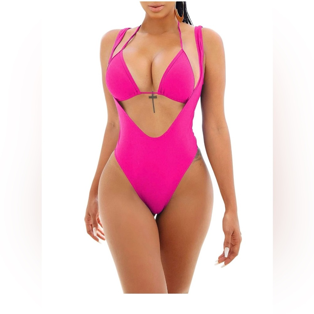 NWOT Women's Halter 2 Piece Swimsuit Brazilian High Cut Bikini Set Sexy Push Up